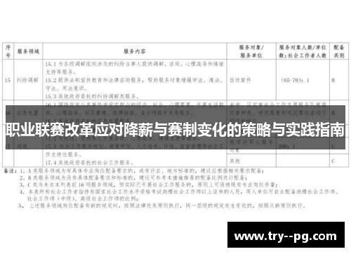 职业联赛改革应对降薪与赛制变化的策略与实践指南